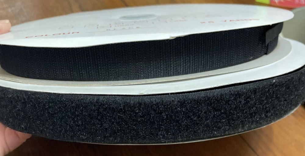 Hook and Loop Sew On Single Sided 25 Yards x 1" Roll Black NON Adhesive