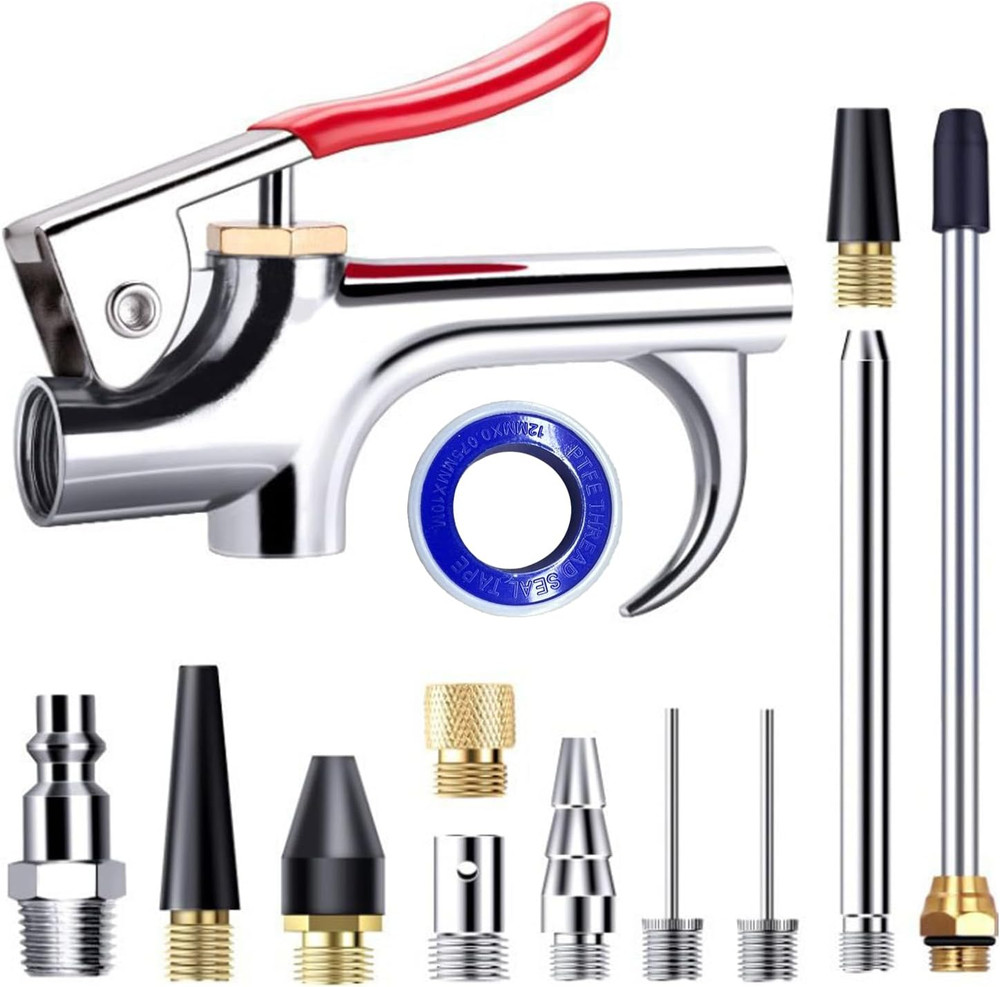 2-Way Connection Air Nozzle Blow Kit, Air Compressor Accessory with 1/4''...