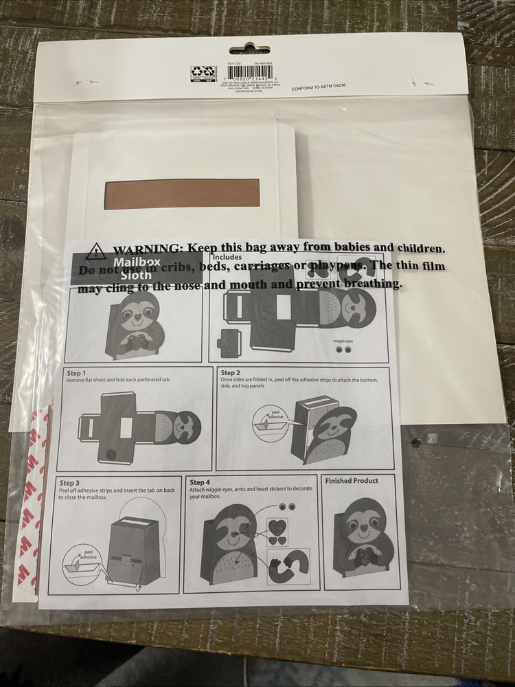 Valentines Day DIY Mail Box Kit Sloth