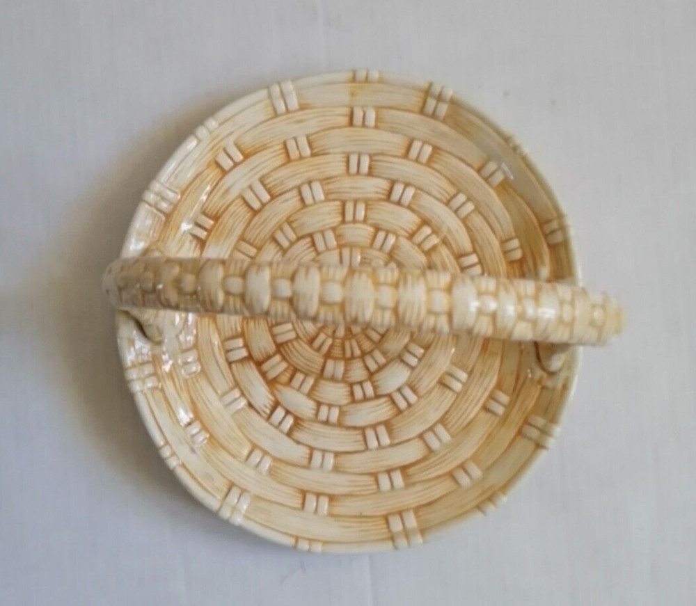 Studio Pottery Weaved Ceramic Basket Signed Hand made