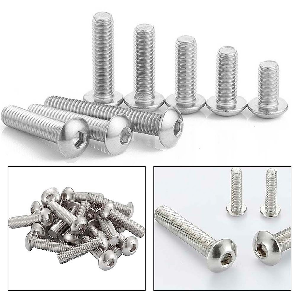 304 Stainless Steel M6 Hex Socket Button Head Bolts Fully Threaded Pack of 20