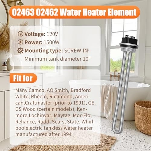 Upgraded 1500W 120V Water Heater Element, fit for AO Heating Element Only