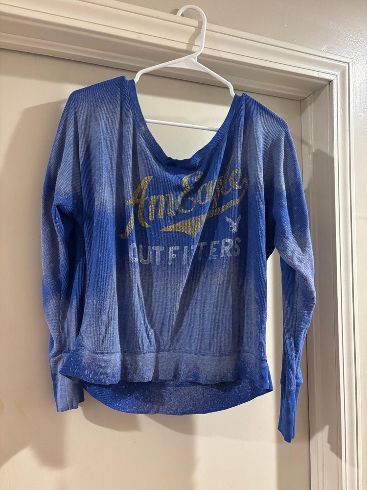 American Eagle Bleached Sweatshirt XL Blue Oversized Reworked