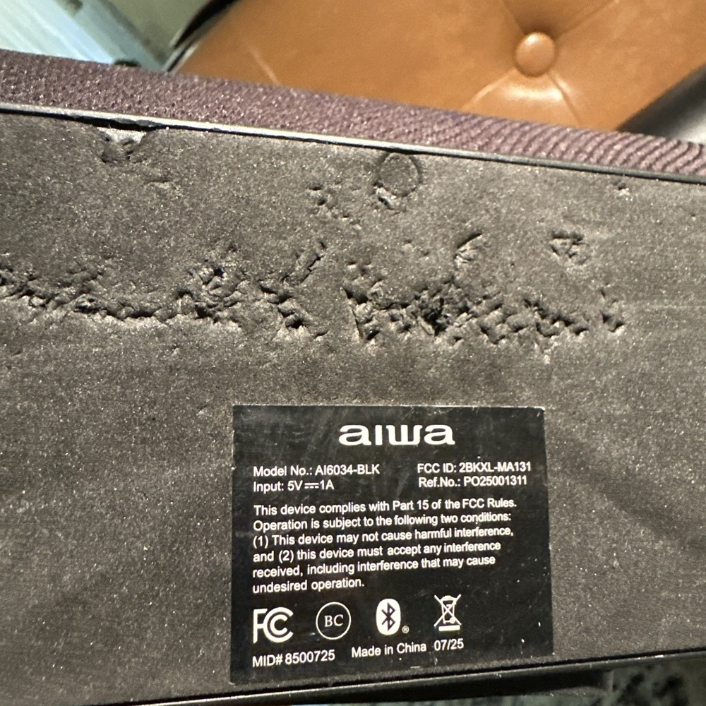 AIWA portable Wireless Bluetooth speaker AI6034-BLK Tested