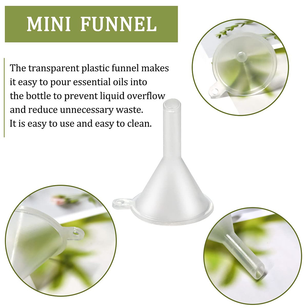 30 Pcs Small Mini Clear Plastic Funnels for Lab Bottles, Essential Oils, Perfume