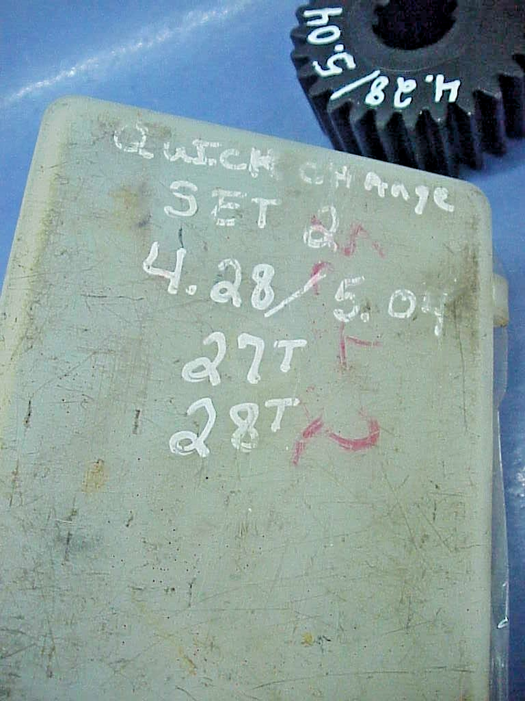 Set #2 Quick Change Rear End 4.28-5.04 Gears 10 Spline & Plastic Case