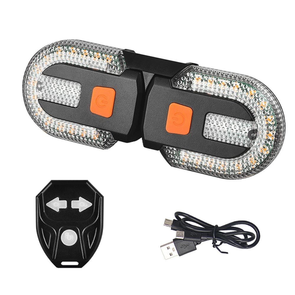 Bicycle Turn Signals Front Rear USB Taillight w/ Wireless Remote Control MTB
