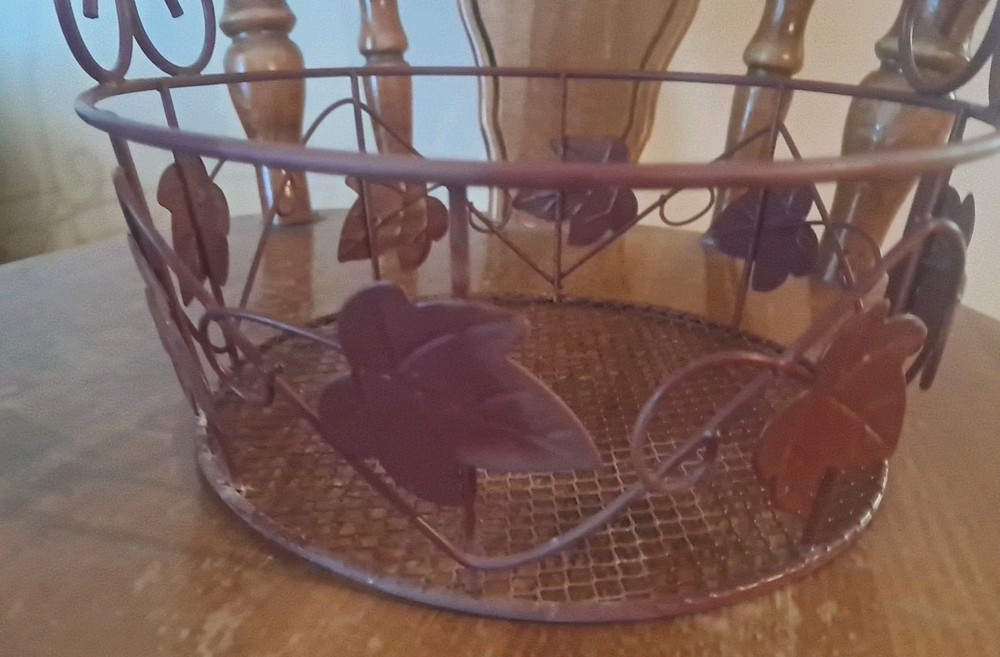 Decorated Wine Colored Metal Basket