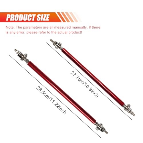 2PCS 8"-11" Adjustable Splitter Strut Rods, Car Front Bumper Lip Support Red