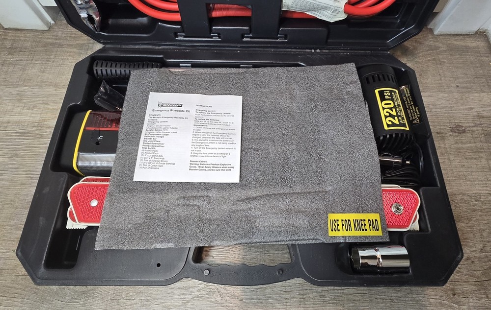 Michelin Premium Emergency Roadside Kit HD Cables Tools Air Compressor First Aid