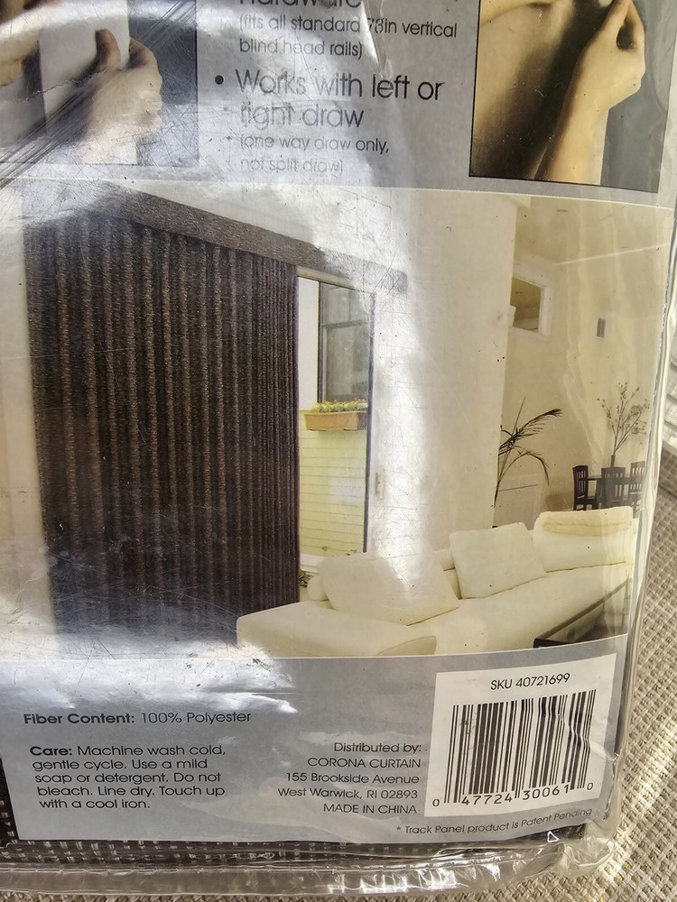 Vertical Blind Solution Calvin Contemporary Woven Panel 140” X 82 1/2” Brown