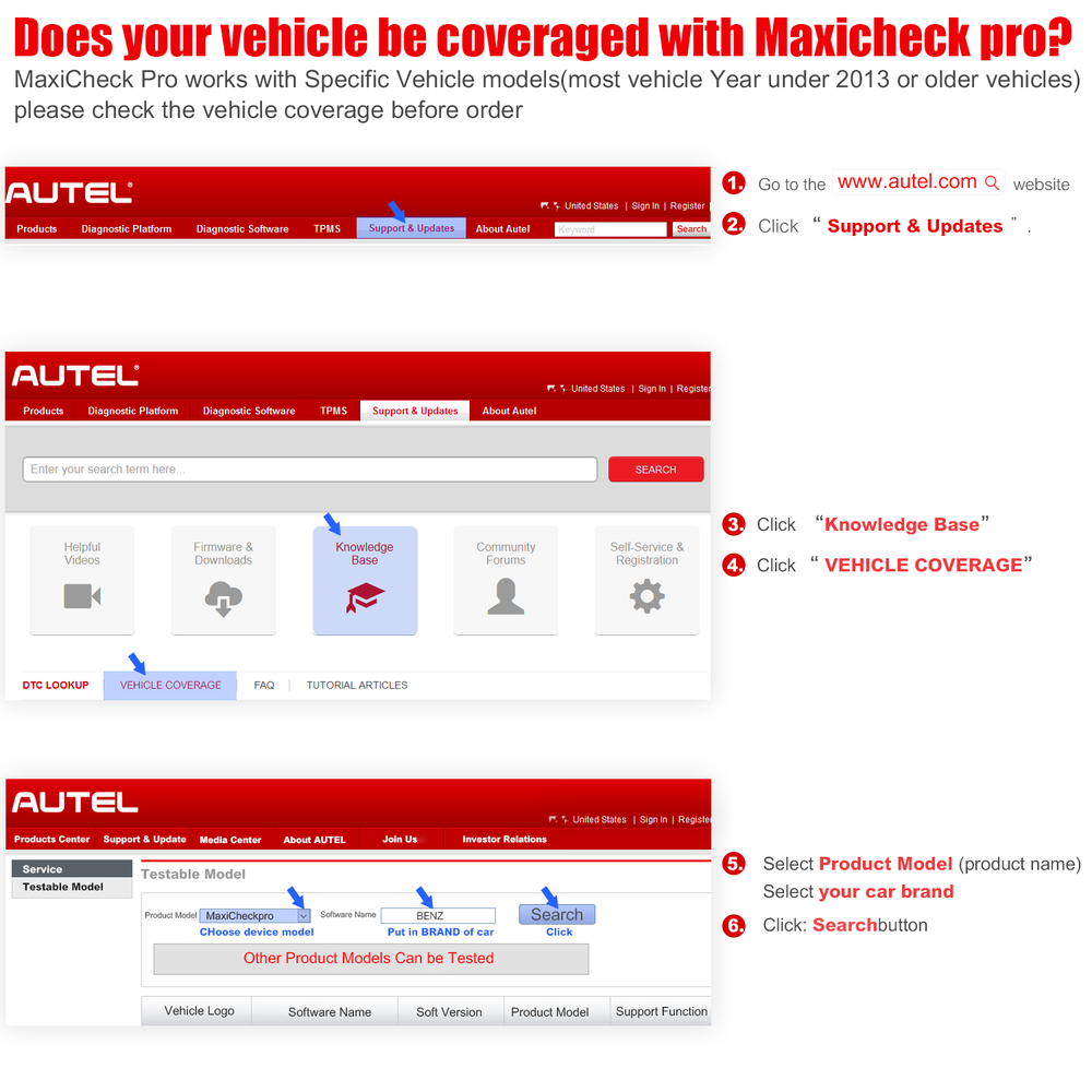 Autel MaxiCheck Pro ABS SRS Brake OBD II Diagnostic Tool Code Scanner