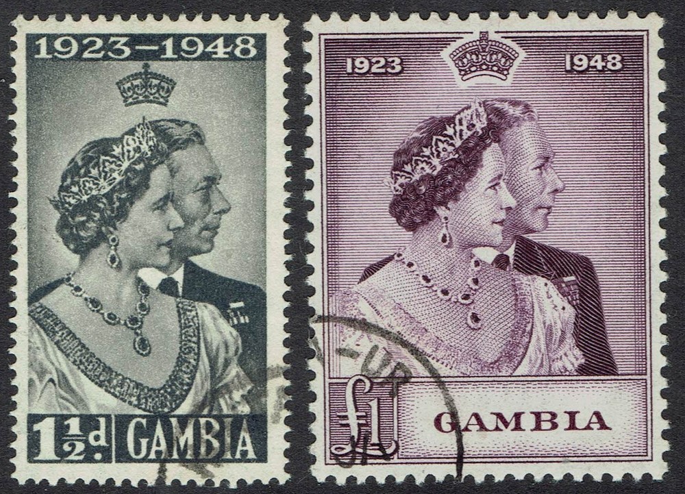 GAMBIA 1948 KGVI SILVER WEDDING SET USED