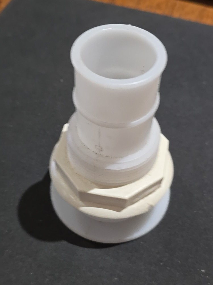White Plastic Boat Thru Hull Fitting Connector for 1-1/2"