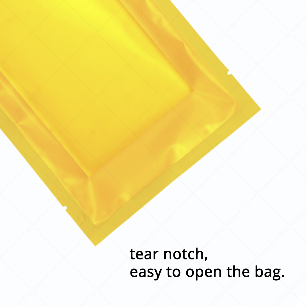 Multi-Size Matte Foil Mylar Front Gold Back Clear Flat Zip Lock Pouch Bag