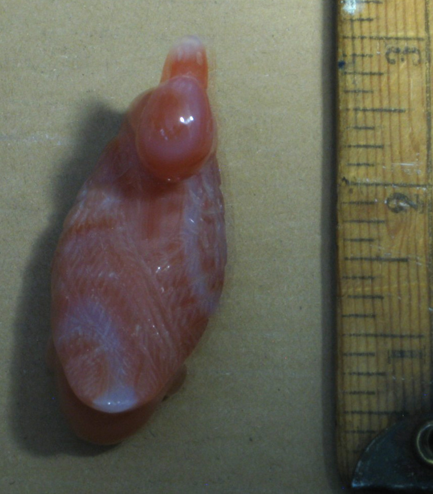 Vintage Carved Fire Agate Duck 2.5" long