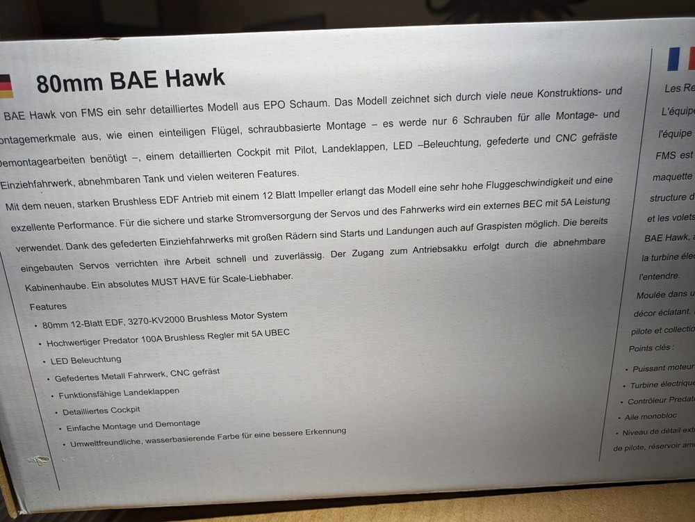 R/C BAE Hawk Red Arrow EDF 80mm PNP - FMS