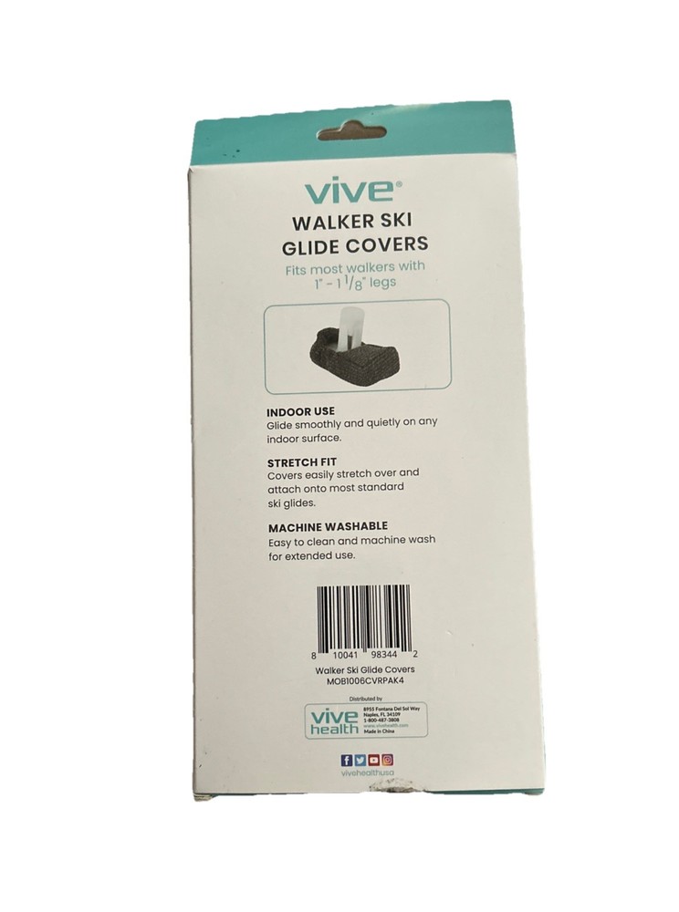 Vive Walker Ski Glide Covers 4 PCS - Heavy Duty Removable Padded Replacement...