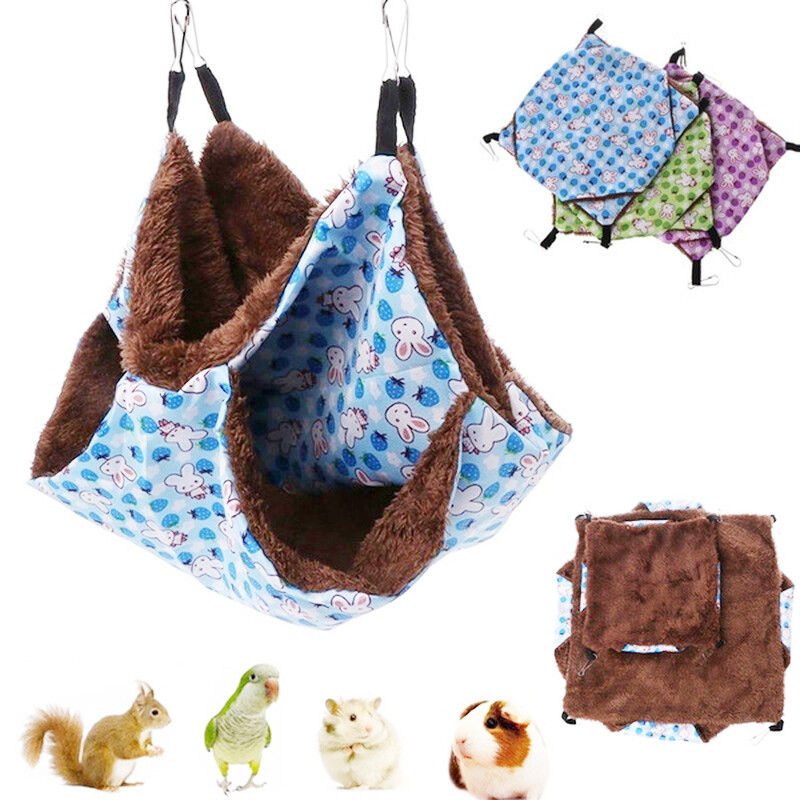 2-layer Plush Cotton Warm Hanging Hammock For Small Animals