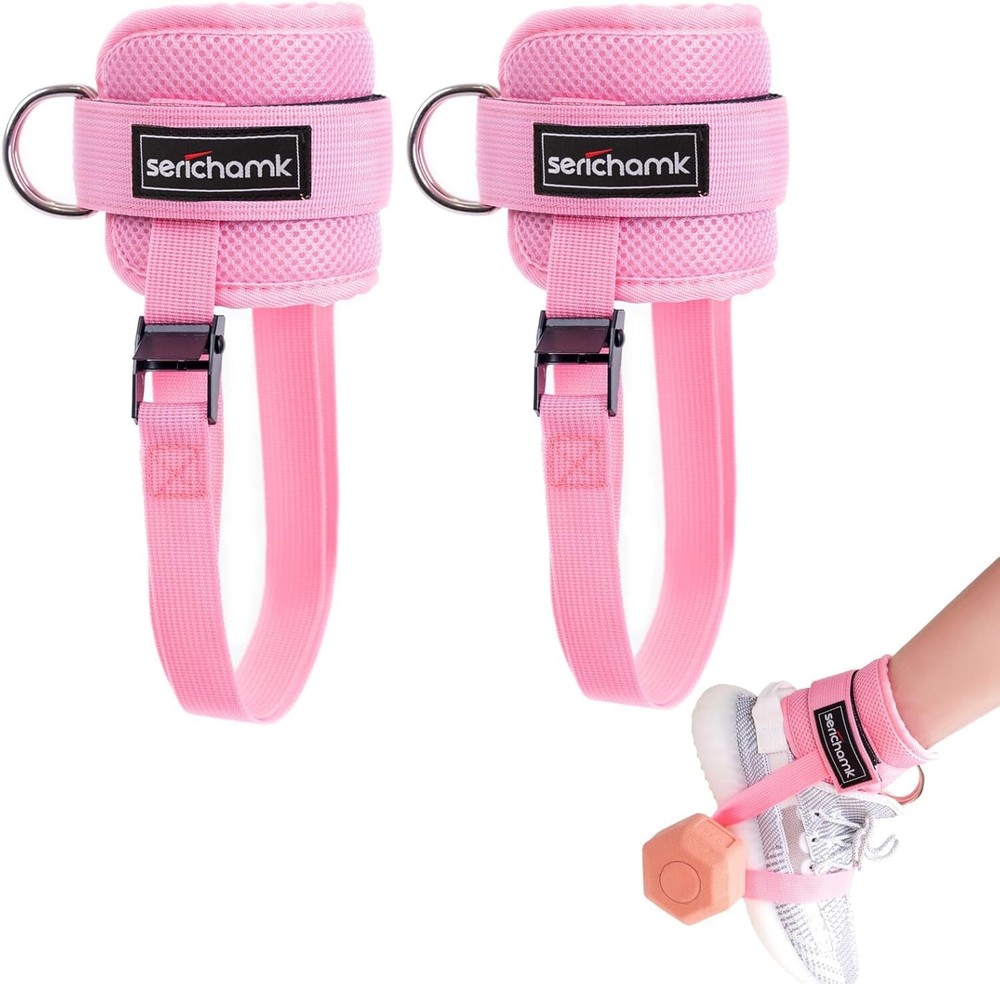 1-PAIR Adjustable Dumbbell Ankle Straps  Pink  NEW