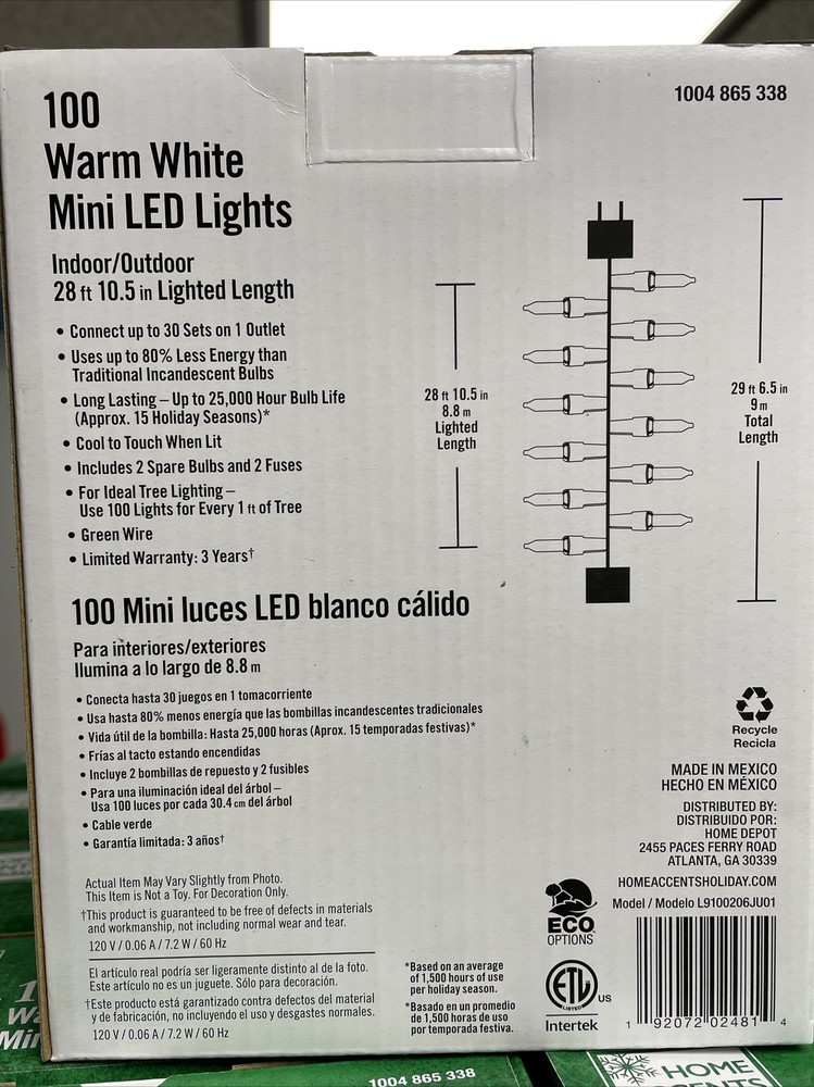 Home Accents Holiday 100 LED Warm White String Lights