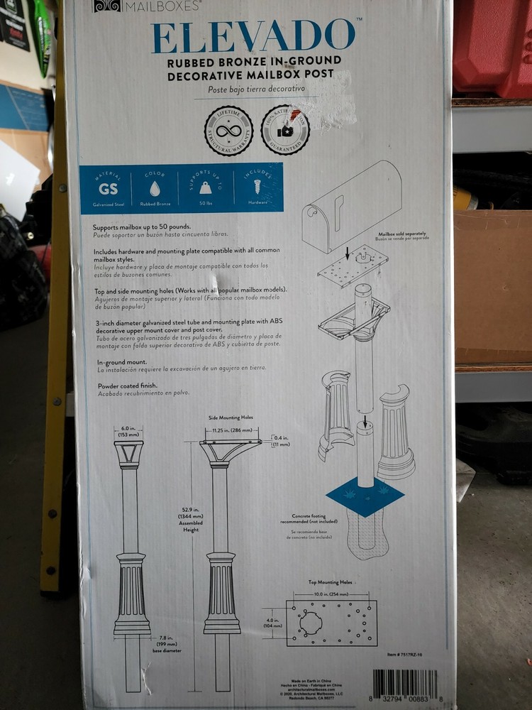 Elevado Decorative 53" In-Ground Post in Rubbed Bronze