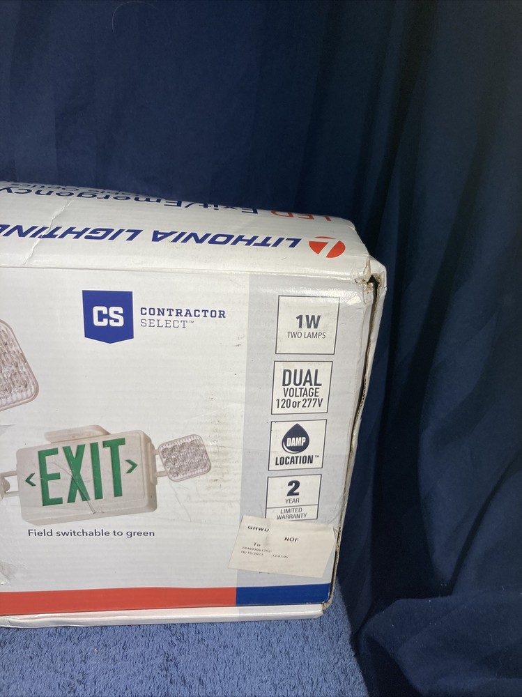 Lithonia Lighting Exit Emergency Light 1 Watt 2 Lamps LED Switchable Field Y3