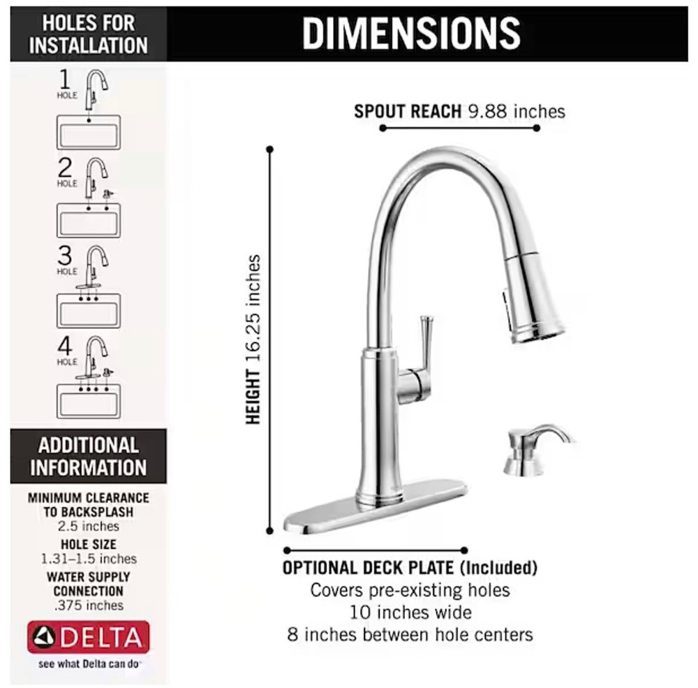 Delta Eldridge Single-Handle PullDown Kitchen Faucet ShieldSpray Polished Chrome