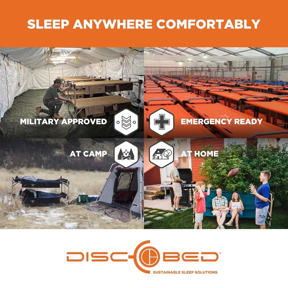Disc-O-Bed Single Cot, Portable Sleep Solution for Tents, Grey, Large (Open Box)