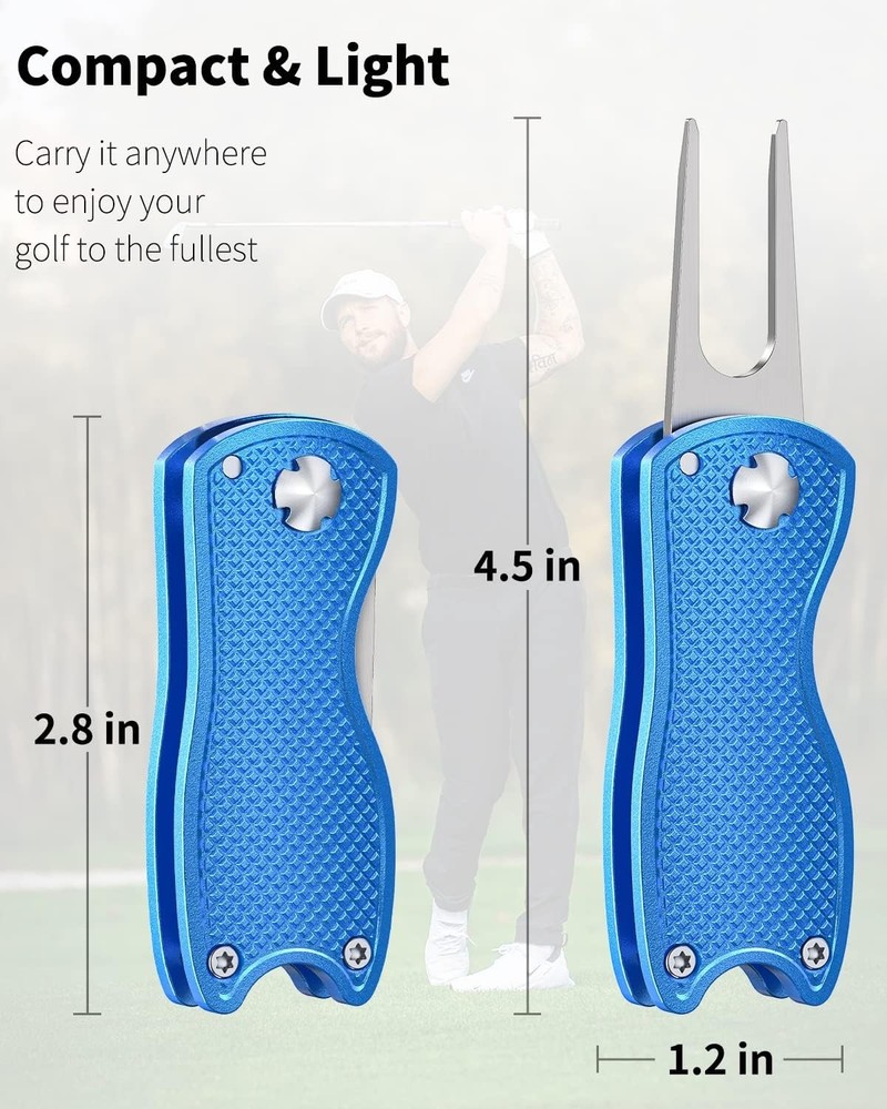 Golfers' Essential: Foldable Divot Repair Tool with Magnetic Marker, Multi-Pack