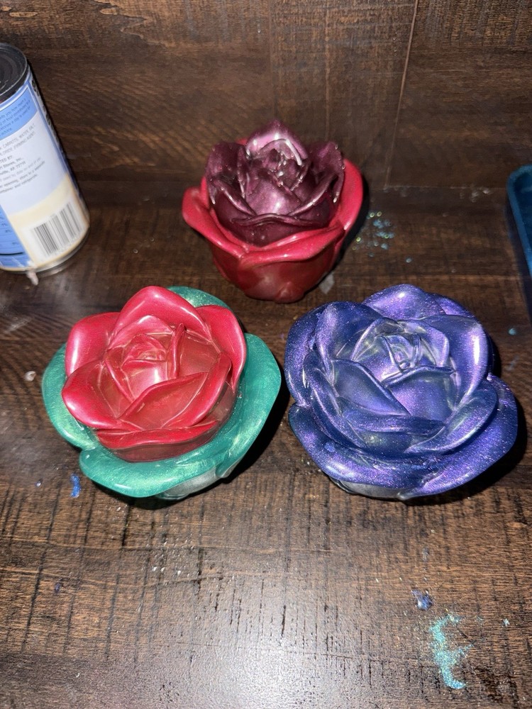 Handmade Resin Rose Jars