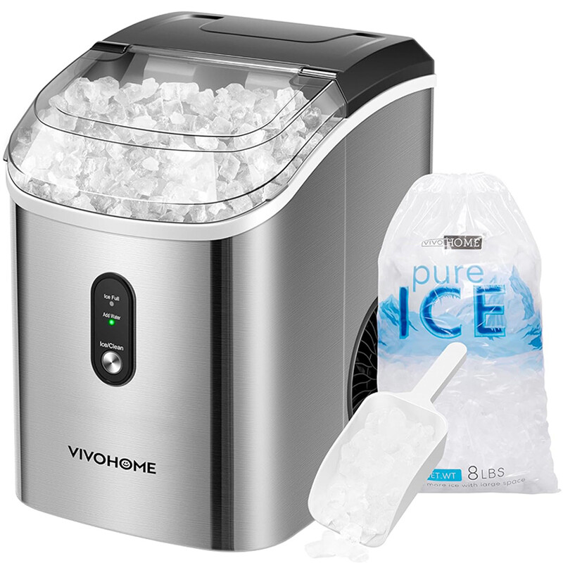 33lbs/Day Electric Chewable Nugget Ice Cube Maker Machine Self-Clean Function
