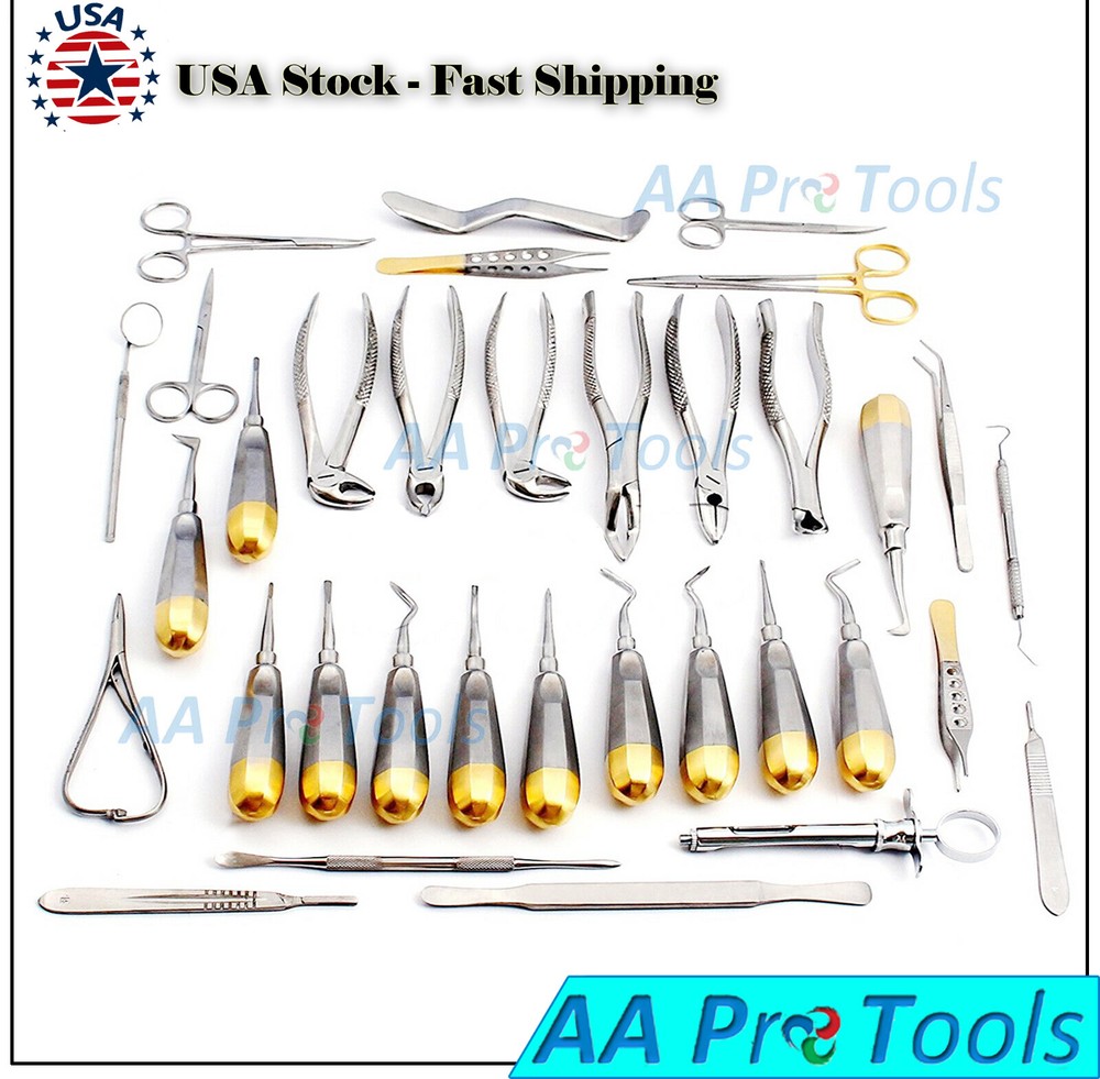 74 PC ORAL DENTAL SURGERY EXTRACTING ELEVATORS FORCEPS INSTRUMENT KIT SET DN-419