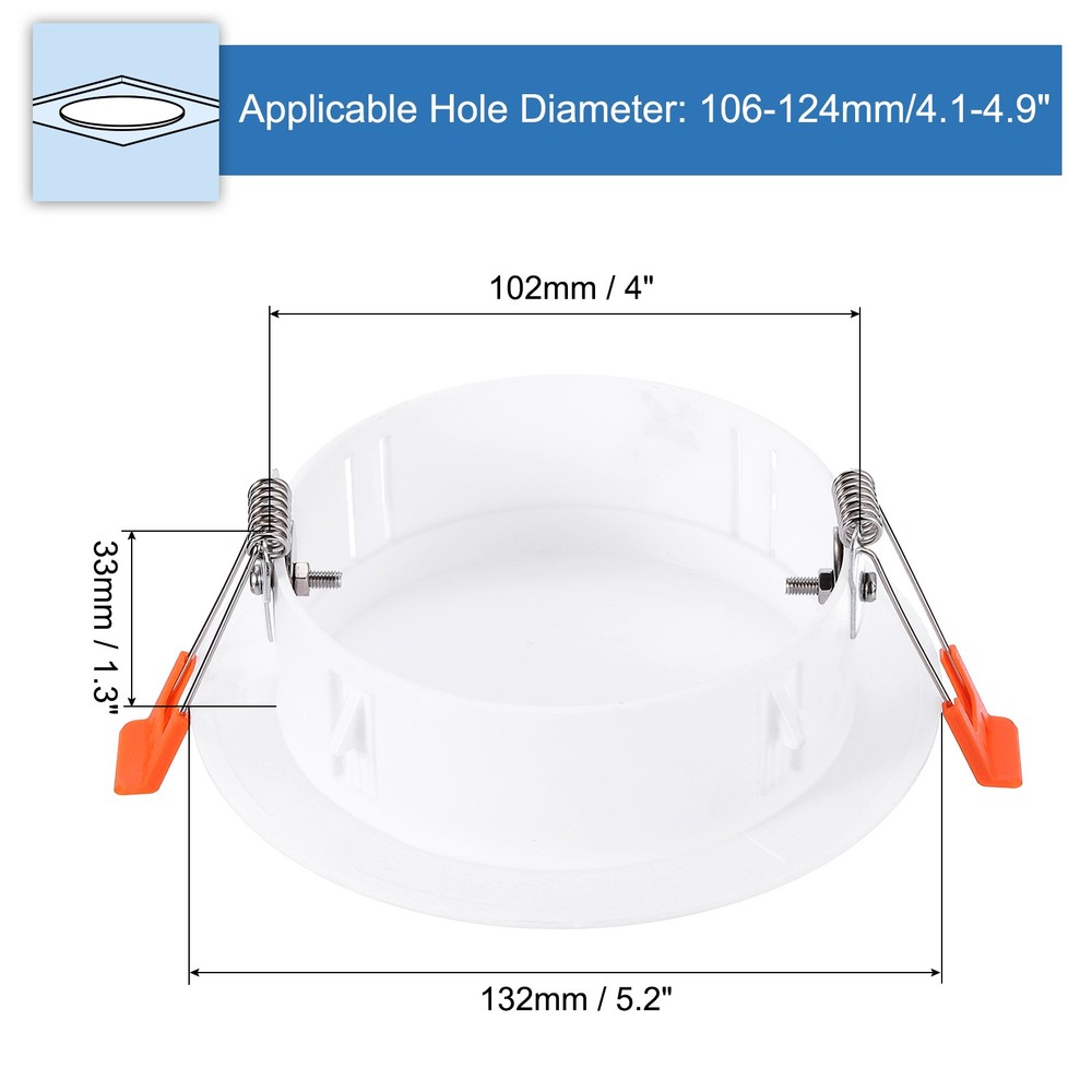 5.2" Spring Ceiling Cover Plate Suitable for 4.1-4.9" Round Hole White