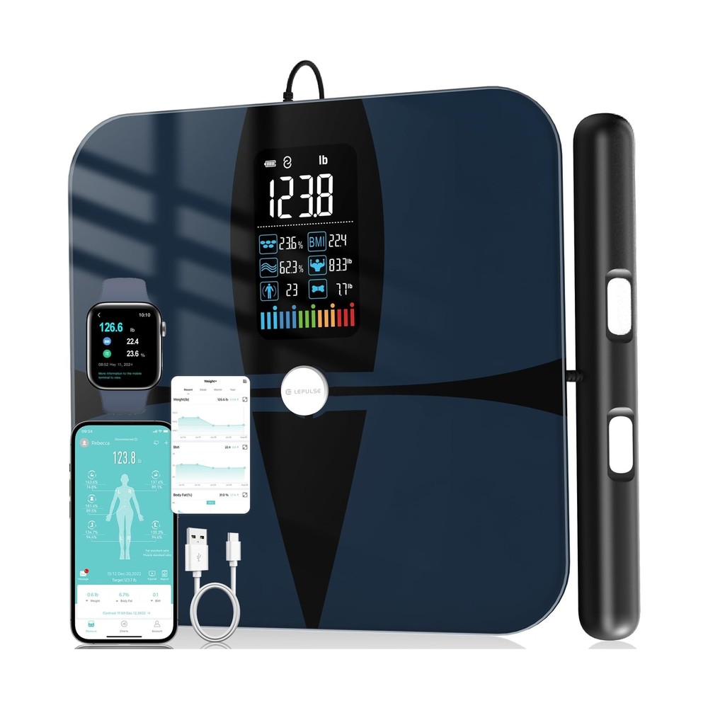 Lepulse Body Composition Scale, 8 Electrode Bathroom Smart Scale with BMI, Bo...