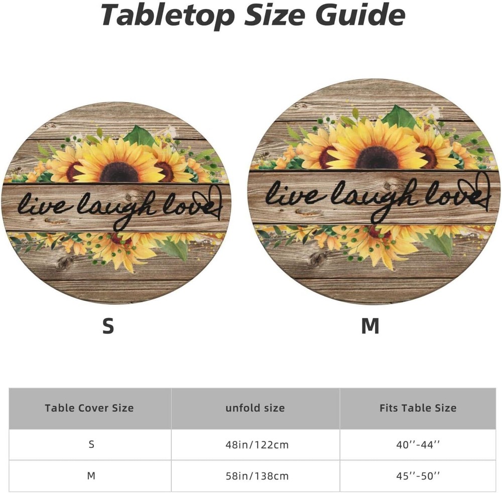 Round Fitted Table Covers Elastic Edge Circle Tablecloth for Dining Party