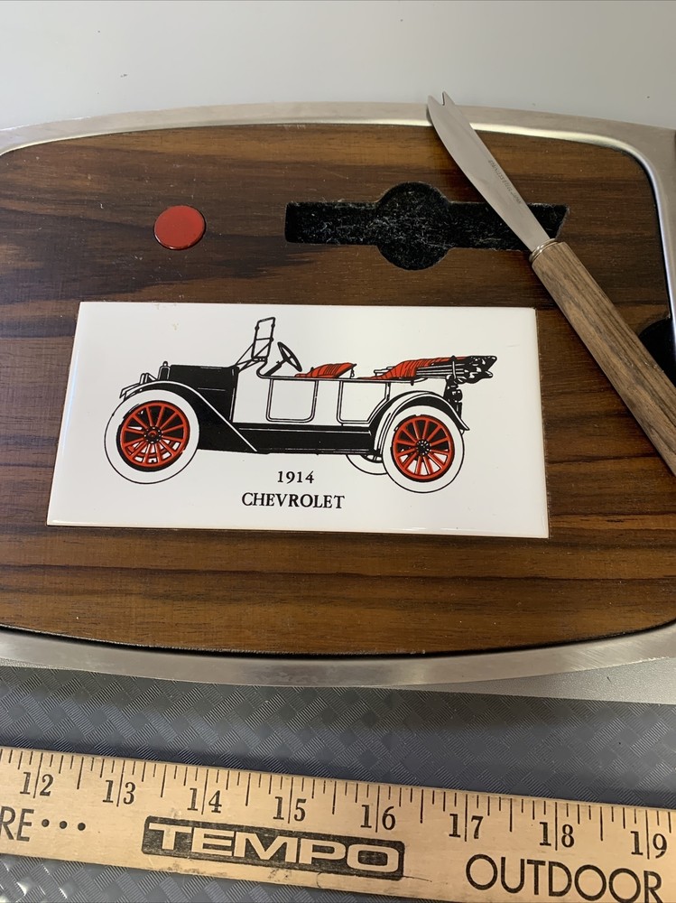 1914 Chevrolet Cheese Tray, Cutting Board Parking Knife