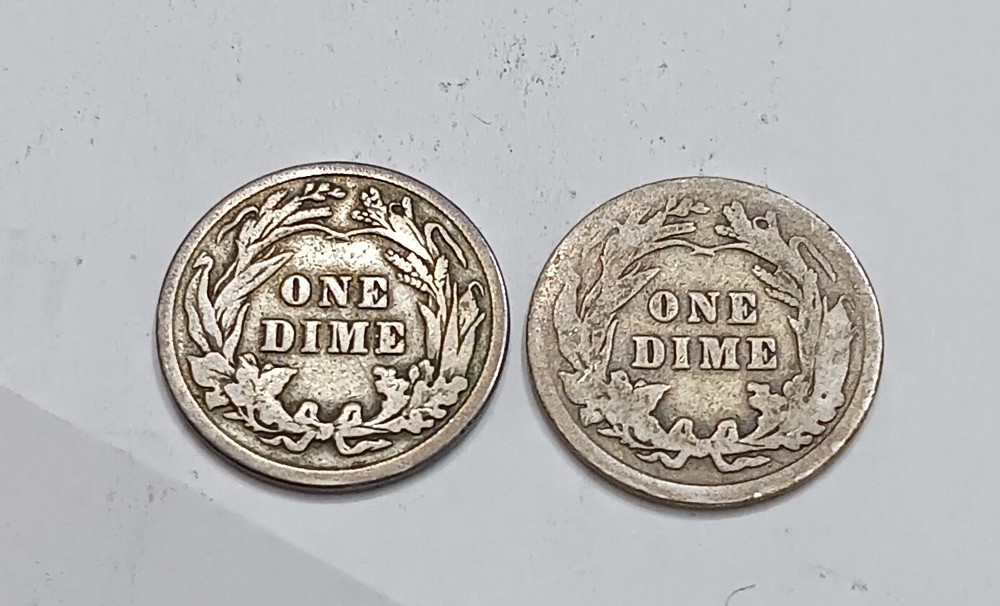 Barber Silver Dimes 1913 1914 Coins