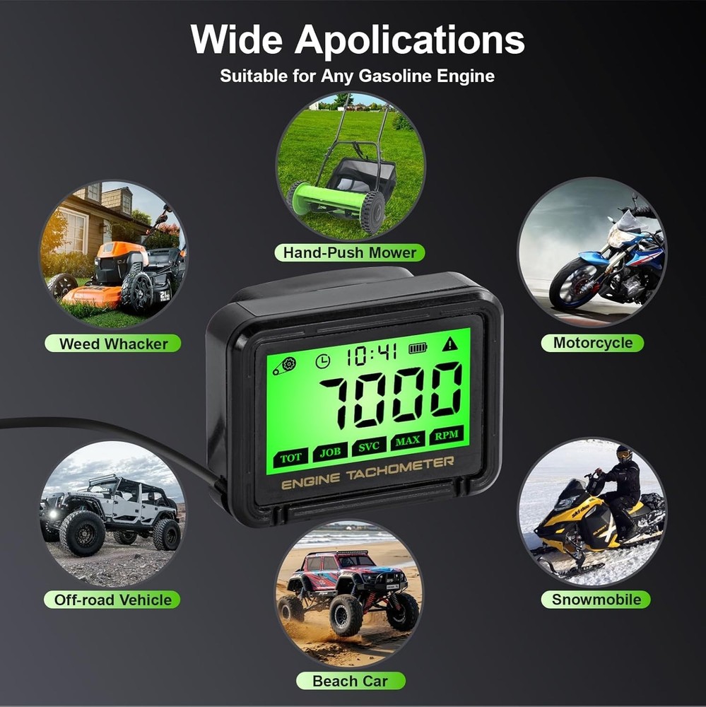 Multifunctional Digital Tachometer with Clip - Ideal for Chainsaws & Mowers