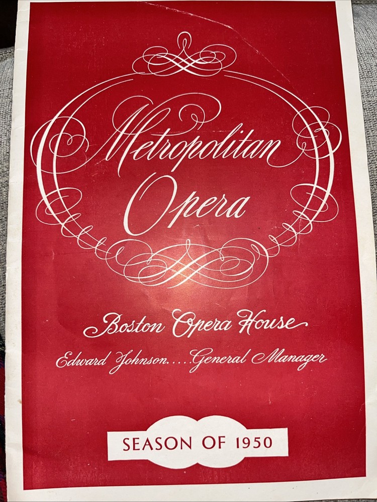 1950 Metropolitan Opera Der Rosenkavalier Boston Opera House Program
