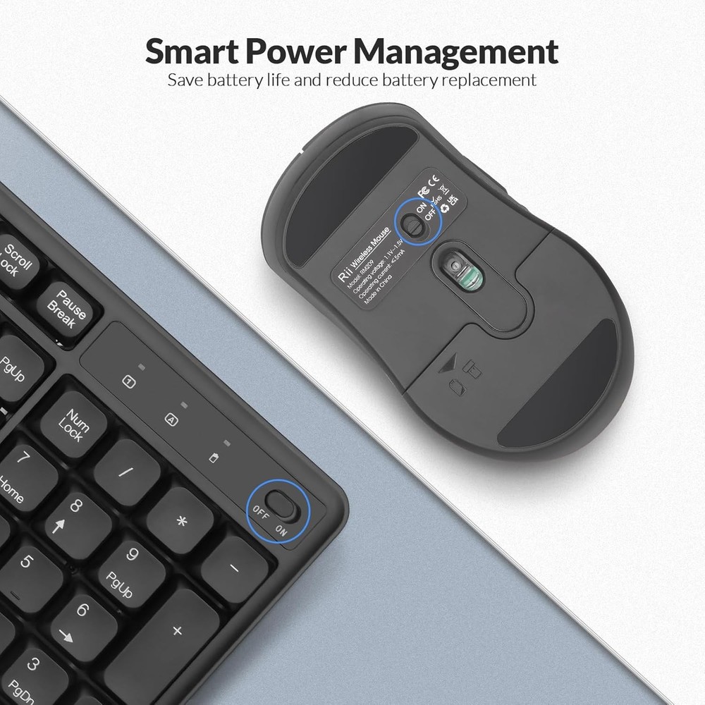 Wireless Keyboard and Mouse, 2.4G Full-Sized Quiet Ergonomic Keyboard, Quiet Typ