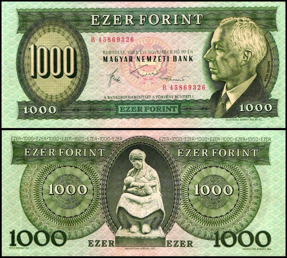 Hungary 1000 Forint, 1983, P-173, Used