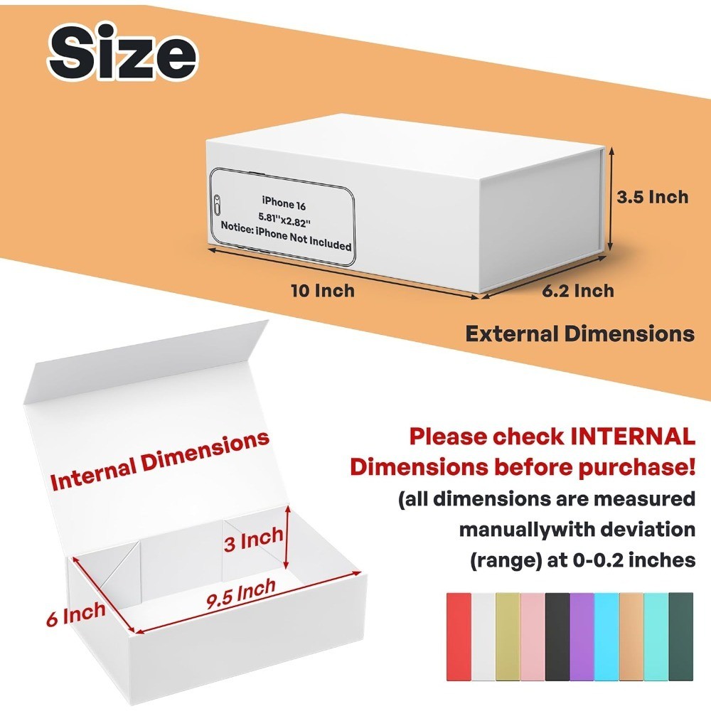 Magnetic Closure Gift Box White Collapsible Present Packaging with Lid for
