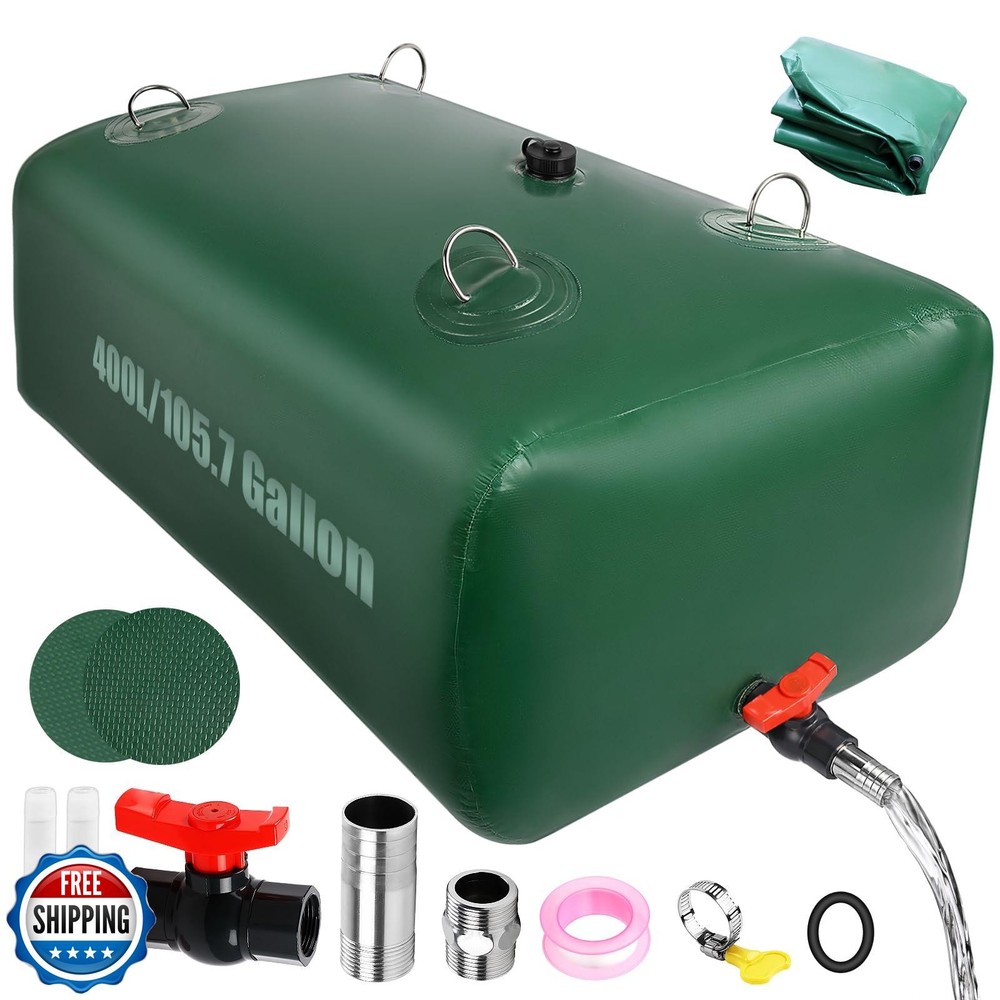 400 L/105.7 Gallon Water Storage Bladder, Foldable Portable Water Bladder Tan