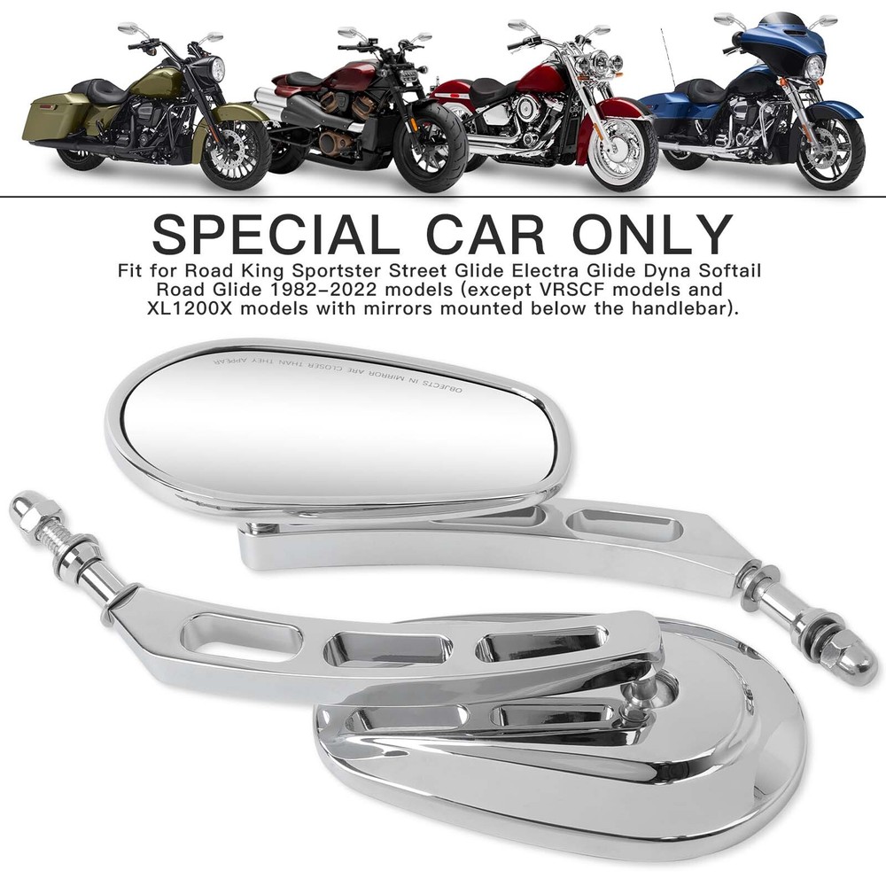 Chrome Motorcycle Mirrors For Harley Davidson Road Glide Electra Glide Dyna
