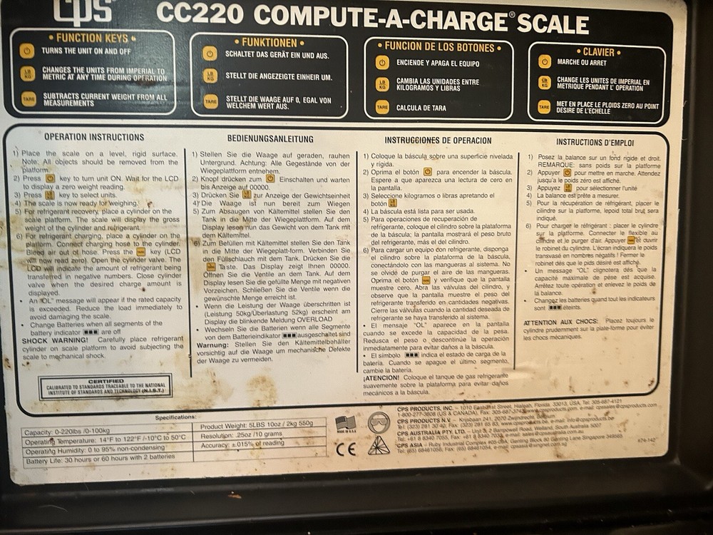 CC220 Computer-a-charge Refrigeration Scale