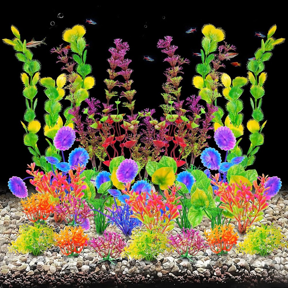 Artificial Aquarium Plants Fish Tank Plastic Decorations Multiple Colors Smal...