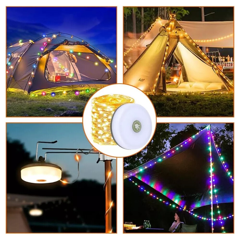 10M Portable Camping String Lights Retractable USB Rechargeable Lamps Waterproof