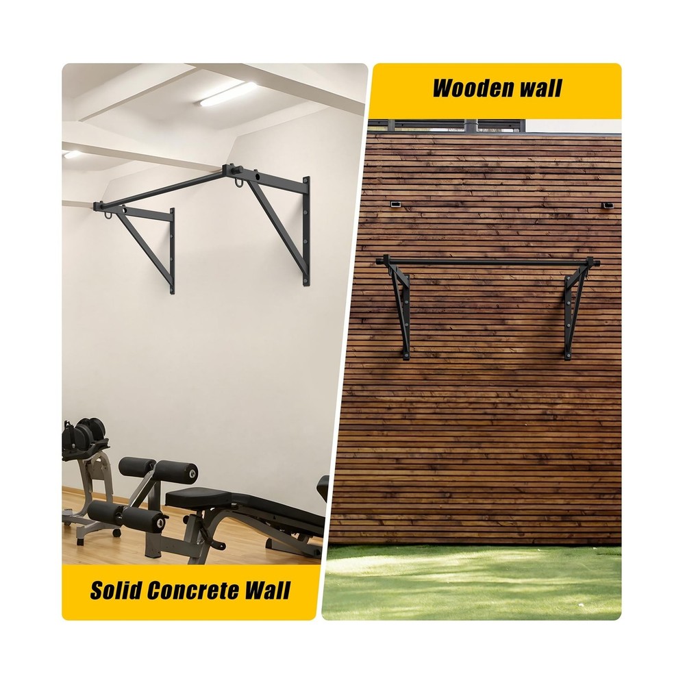 Jusgym Wall Mounted Pull Up Bar, Adjustable Depth 51" Chin Up Bar, Strength T...