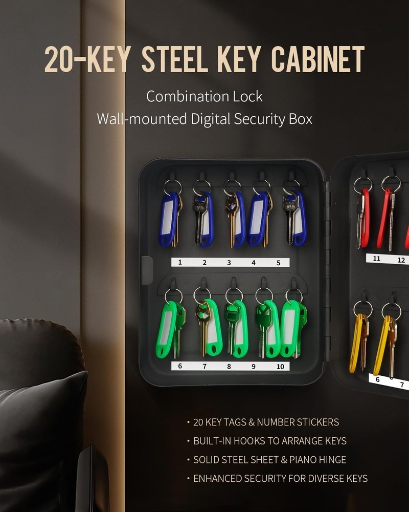 Steel Digital Combination Lock Key Cabinet with Tags